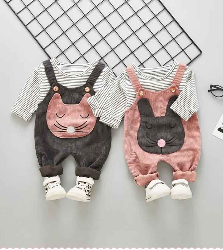 Комплекты одежды для маленьких девочек весенне-осенние модные хлопковые топы