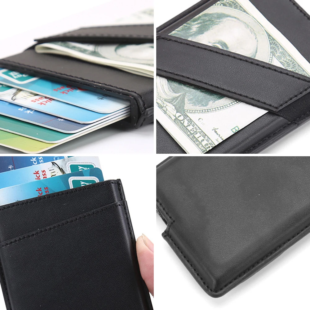 Бизнес для мужчин Id Card Holder PU кожаный бумажник для карт для мужчин маленький держатель для кредитных карт Rifd мужской кошелек черный короткий клатч кошельки