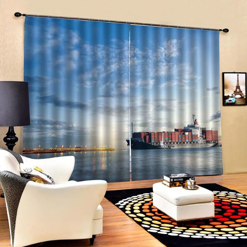 Шторы с голубым небом 3D занавески роскошные светонепроницаемые для гостиной