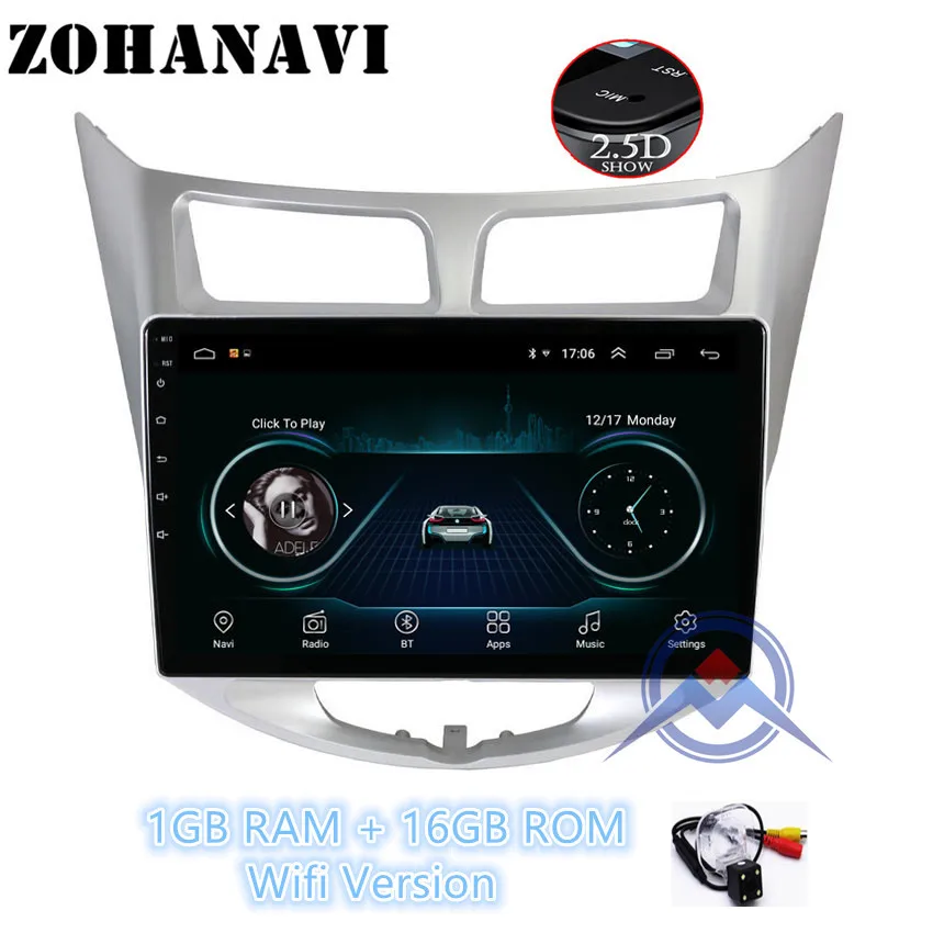 ZOHANAVI 10,2 дюймов Android 9,0 Автомобильный gps dvd-плеер для hyundai Solaris Verna accent автомобильный радио головное устройство видео плеер навигация - Цвет: 1G 16G sedan
