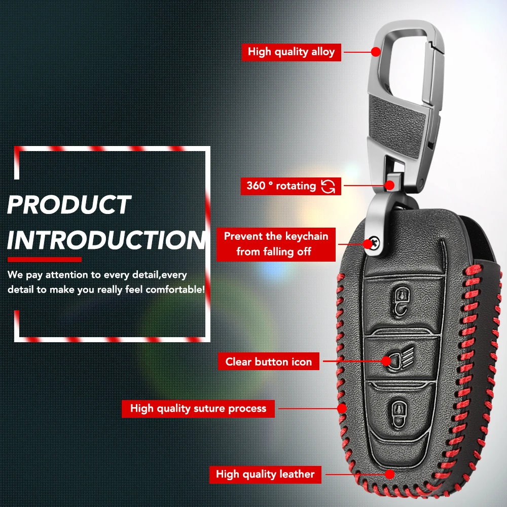 Смарт 3 кнопки кожаный автомобиль дистанционного брелок оболочки чехол для Peugeot