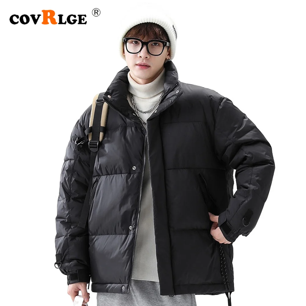 Covrlge Men Brand Winter New Style Stand-up Collar Basic Down  Jacket Solid Color Thickened Down  Coat Couples streetwear MWY039