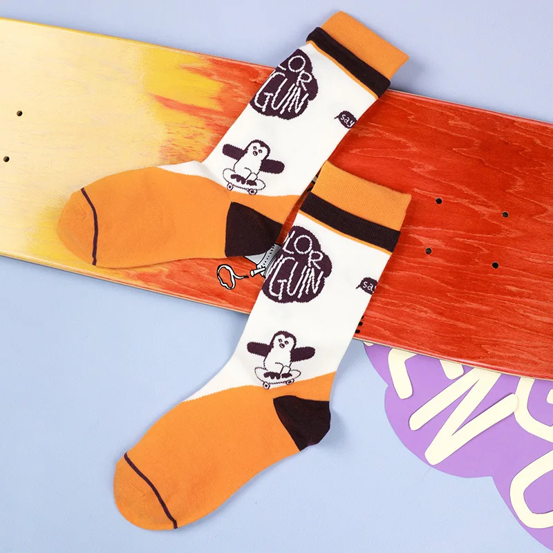 Осенне-зимние милые женские носки модные иллюстрации животных пингвинов