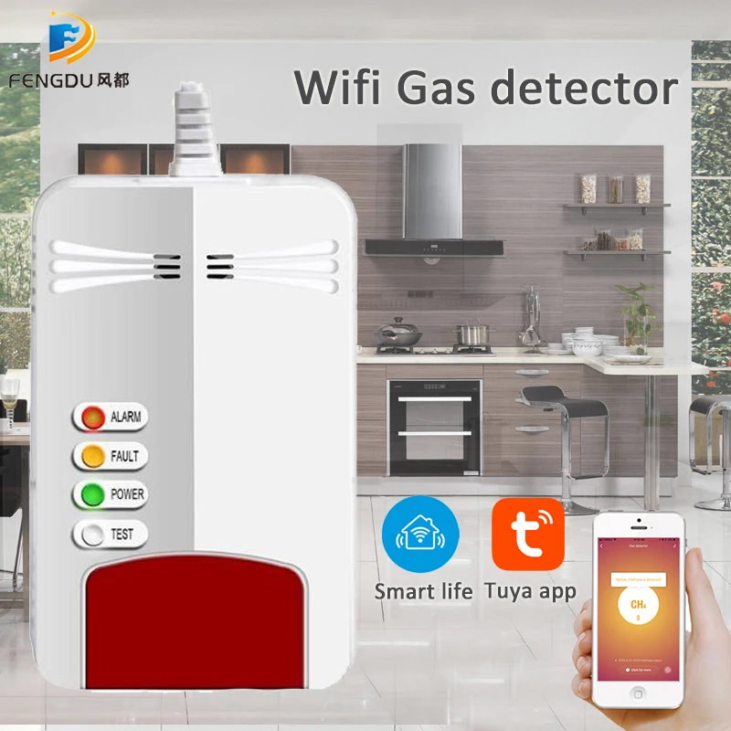 Wifi Gas Sensor Alarm Natural CH4 Leak Combustible Detector Smart Life Home Kitchen Security App control Tuya sensor | Безопасность и