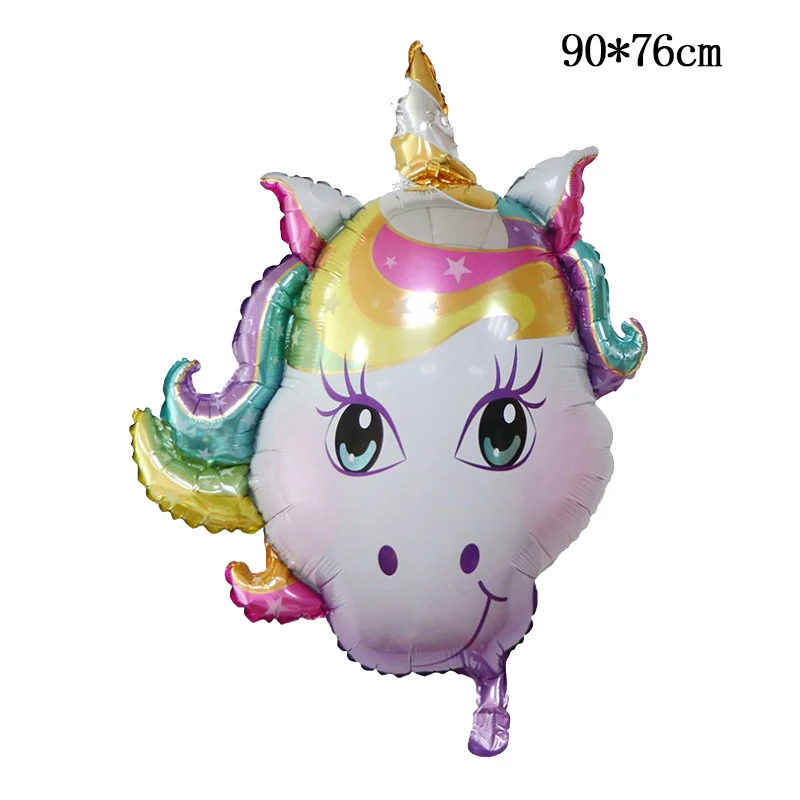 unicorn head 1pcs Милый фольгированный воздушный шар-единорог с днем рождения надувные воздушные шары для свадьбы и дня рождения вечерние украшения Единорог принадлежности для тематической вечеринки - Цвет: unicorn head 1pcs