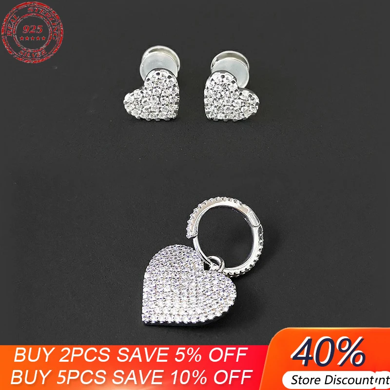 

S925 Sterling Silver 5A zircon Single Love Earring Female Diamond Heart-shaped Earrings Cute Fashion Luxury Brand Monaco Jewelry