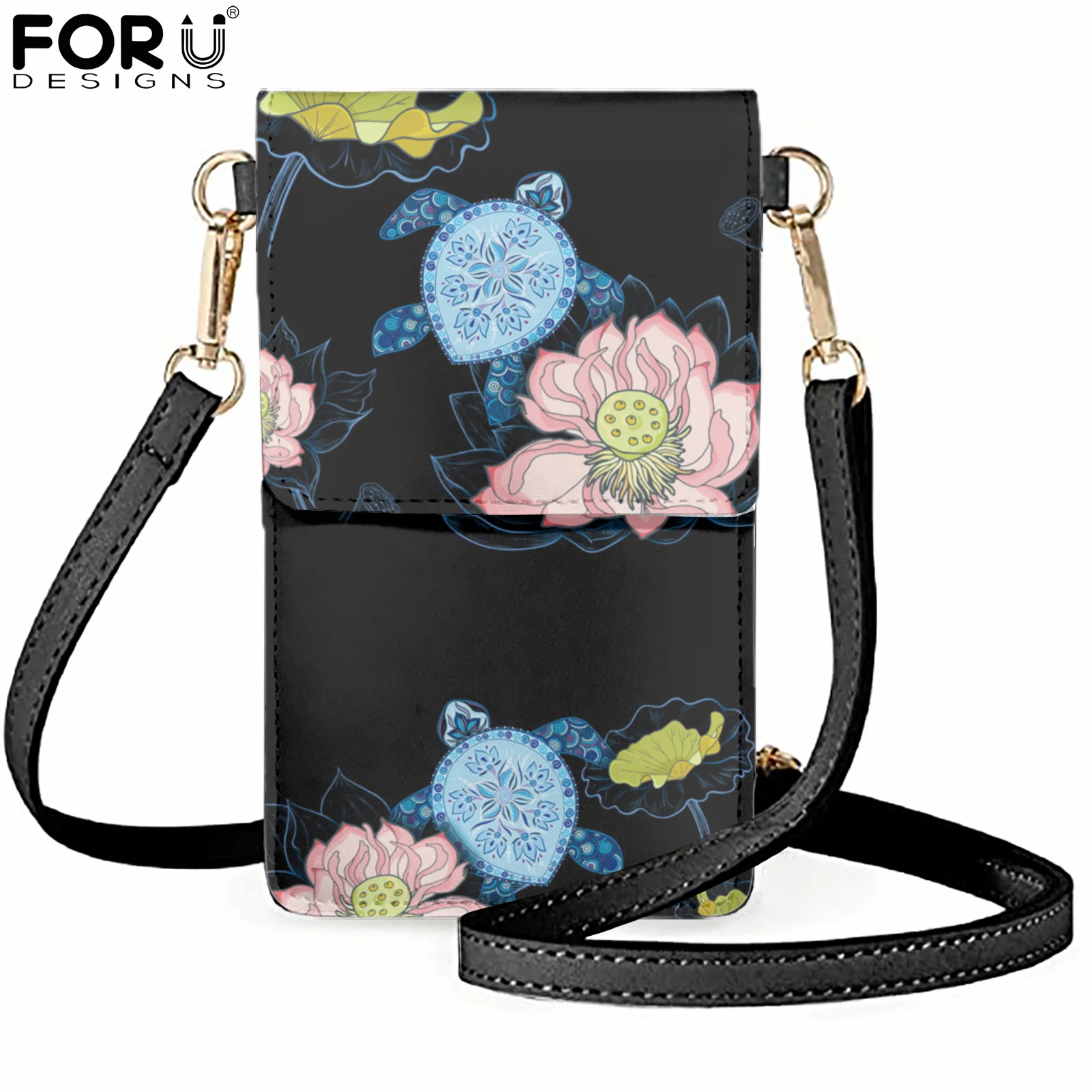 

Женские сумки через плечо FORUDESIGNS из искусственной кожи, Роскошный мини-мессенджер с тропическим рисунком гавайской черепахи и цветов, чехол...