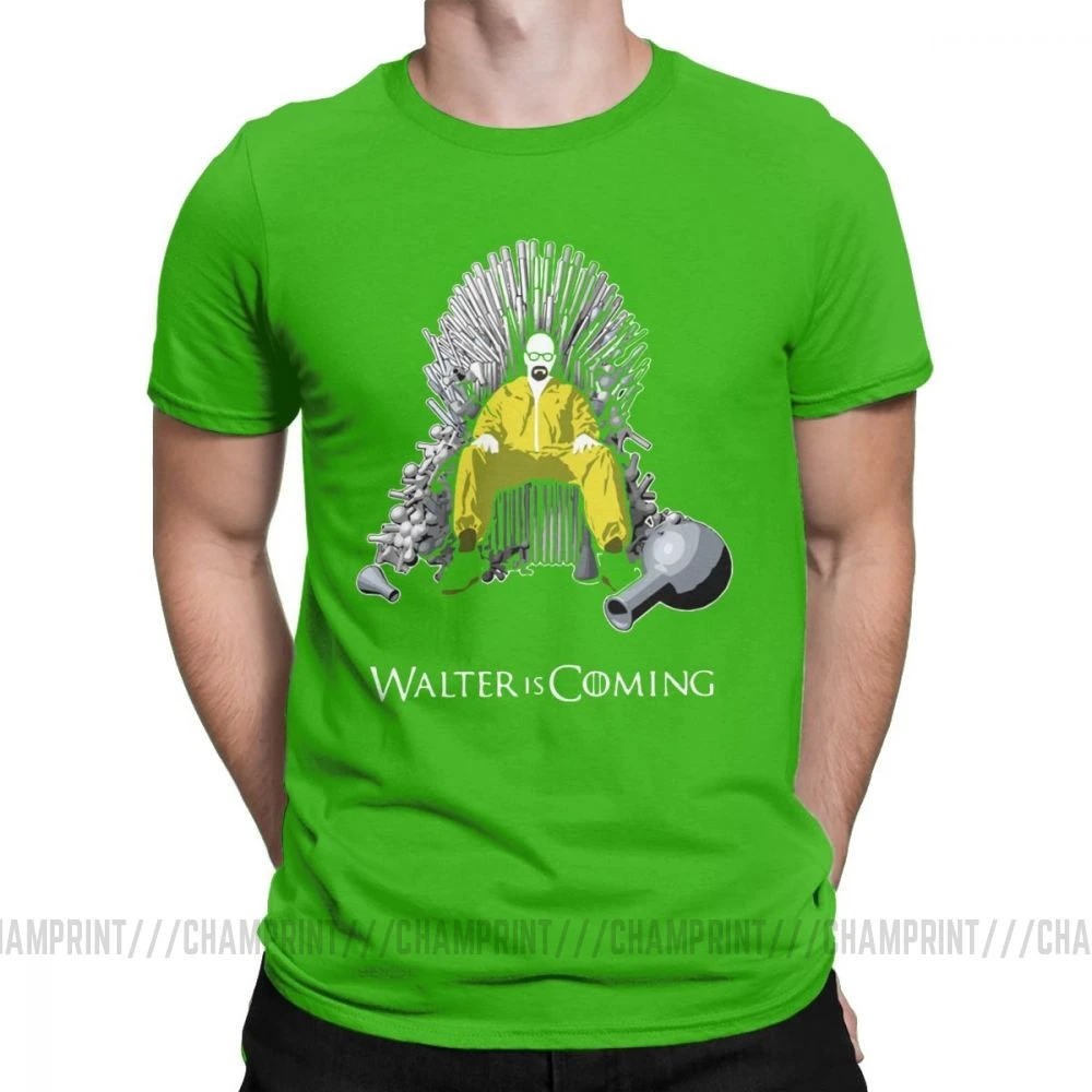 Walter Is Coming Breaking Bad X Game Of Thrones мужские Футболки Уличная хлопковая футболка с короткими рукавами классическая одежда - Цвет: Зеленый