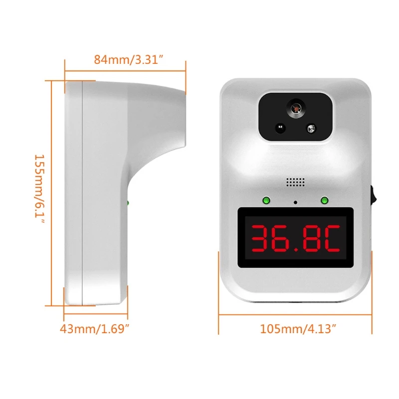 

Wall Mounted Infrared Forehead Thermometer Bluetooth Smart Thermometer Digital Display APP Alarm for Offices School