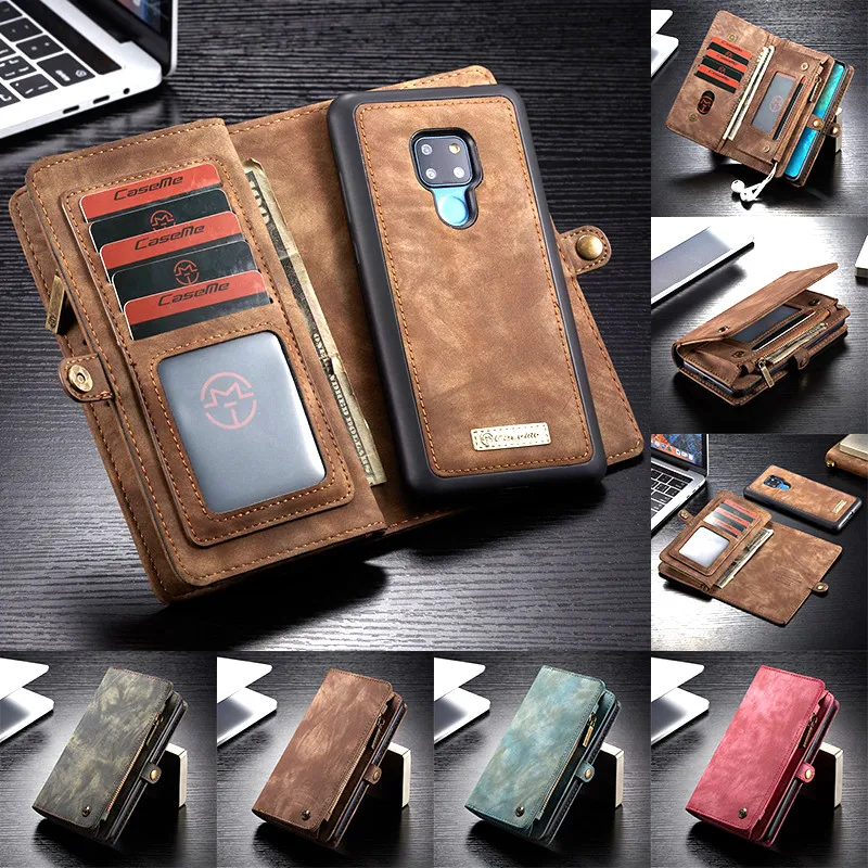 Чехол CaseMe из натуральной кожи для Huawei Mate 20 Pro чехол-бумажник на молнии флип-чехол