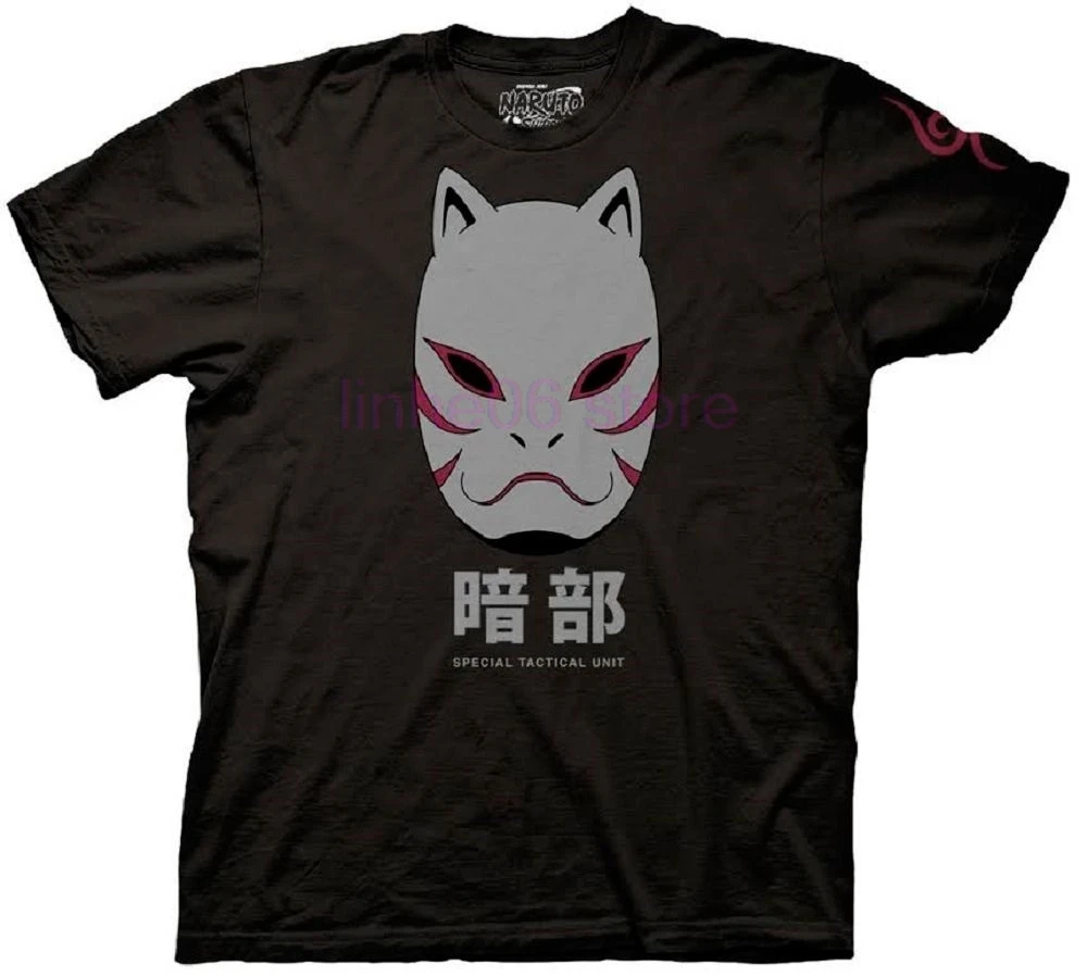 Черная футболка с принтом Наруто шипудэн АНБУ|Мужские футболки| |