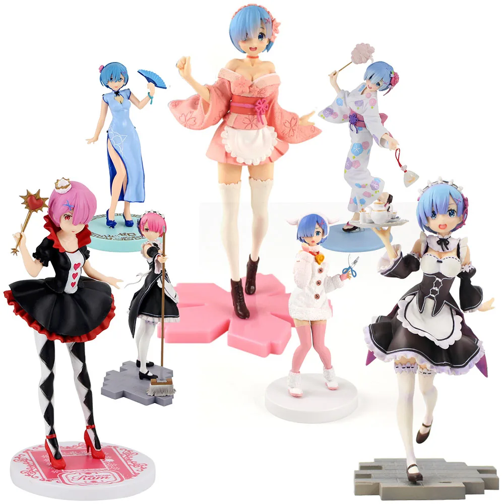 21 25 см аниме Re: жизнь в другой мир от нуля Rem Ram Швабра Sakura лоток Вентилятор ножницы