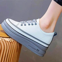 casual increasing height women cow leather platform wedge fashion sneaker ankle boots high heels comfort oxfords 34 39