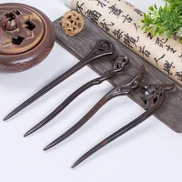 natural black sandal wood hairpins 3d carved veins wooden pins retro hairstyle tools for women diy hair ornaments accessories