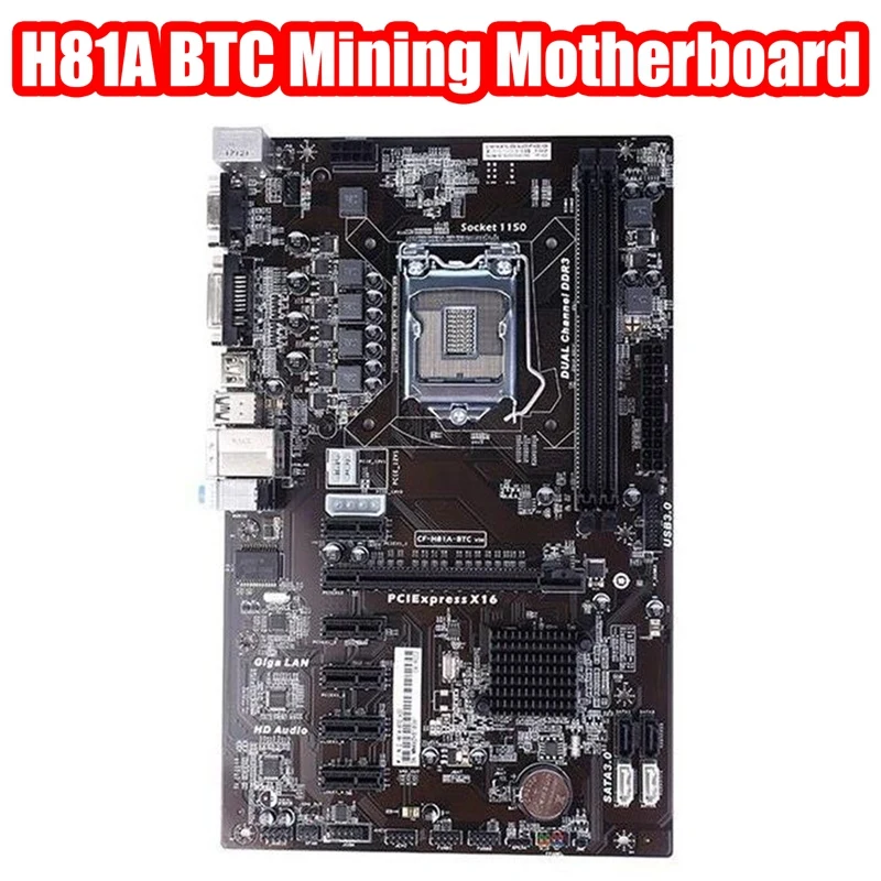 

H81A материнская плата для майнинга BTC LGA 1150 DDR3 слот ОЗУ 6 PCIE слот для графической карты SATA3.0 H81 Pro ETH материнская плата для майнинга