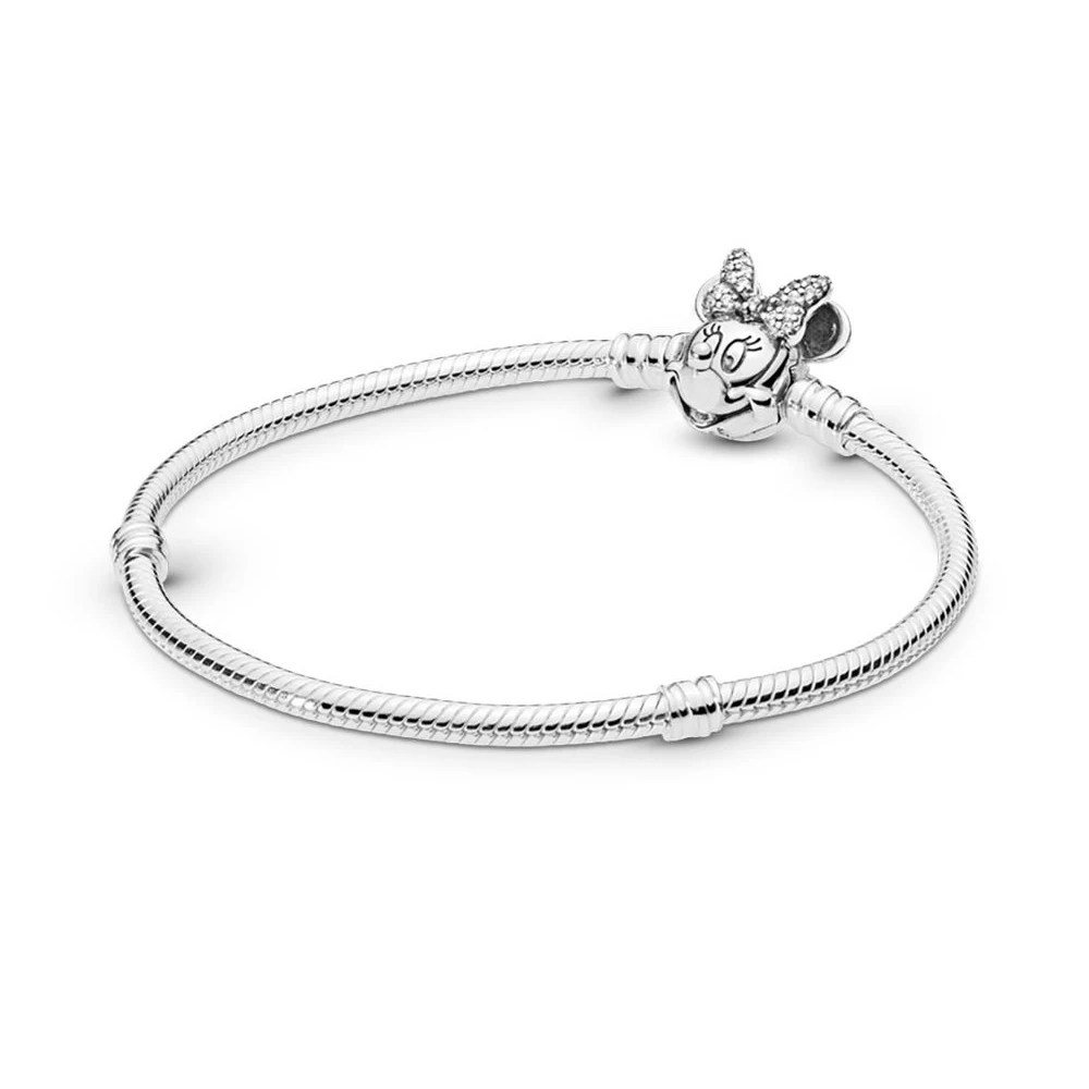 

Shimmering Minnie Portrait Bracelet New 100% 925 Sterling Silver Diseny Bracelet Fit European Charms Diy Jewelry