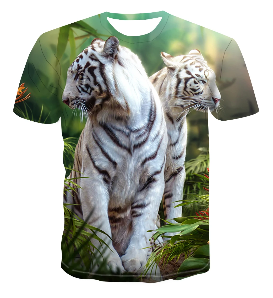 

2020 New Summer 3D Printed Tiger Men's T shirt Outdoor Casual Short sleeved Men's T shirt Stylish and Handsome Man Short sleeve