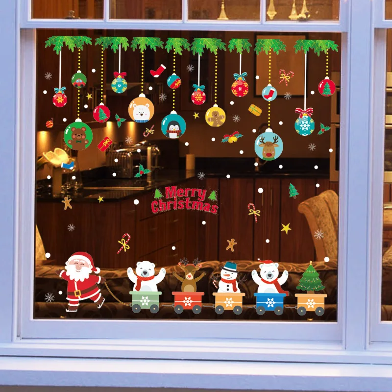 

Christmas Train decoration wall sticker New Year Spring Festival shop window glass sticker