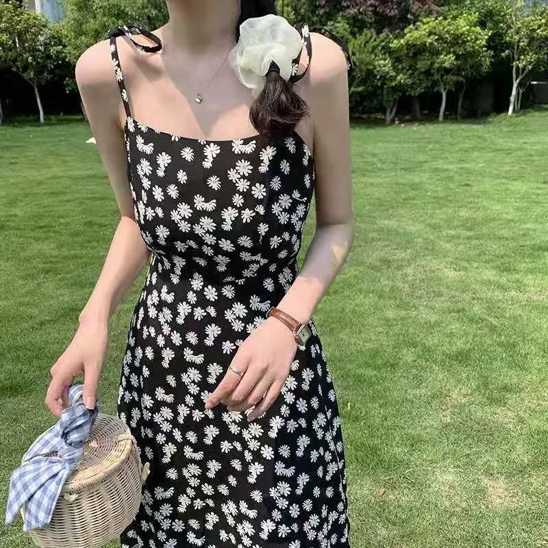 

Sweet Daisy Floral Dress Cottagecore Sleeveless Beach Holiday Clothing Plus Size Summer Women Korean Fashion Bandage Slip Dress