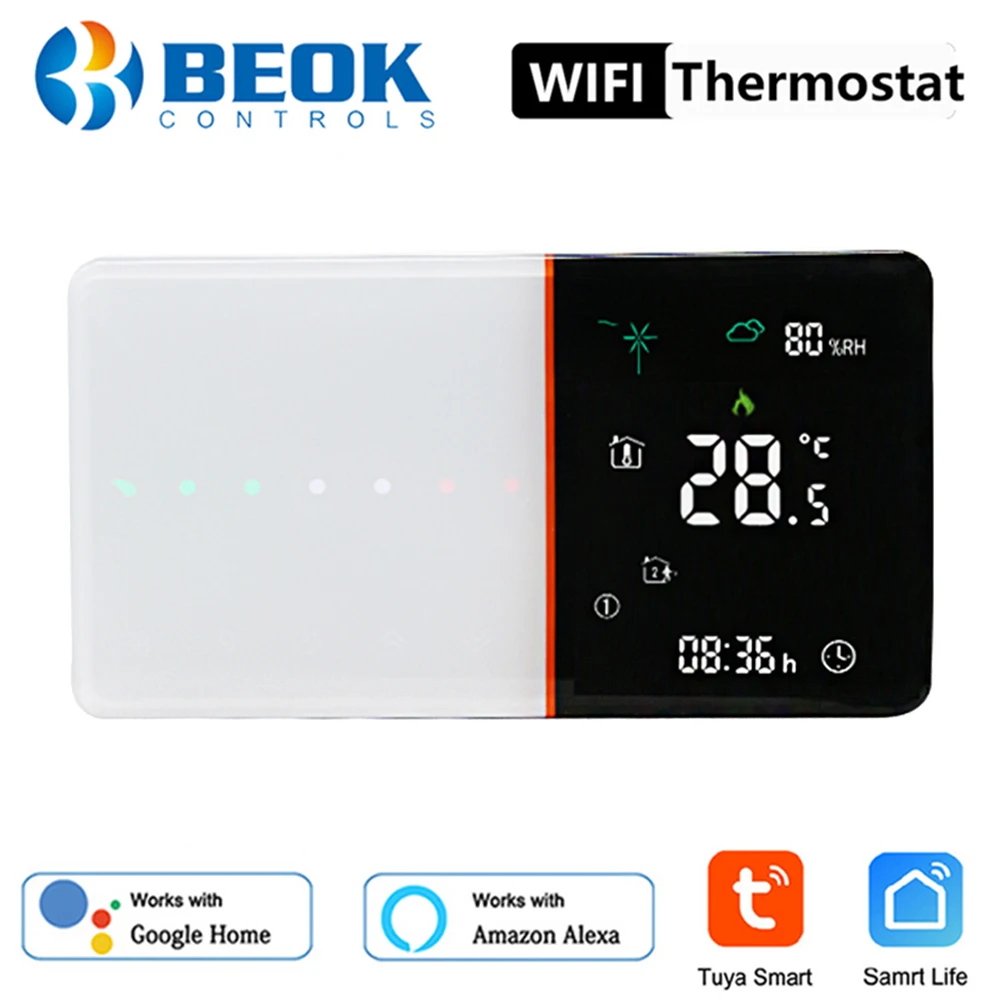 

Умный Wi-Fi термостат Beok Tuya для электрического/водного напольного отопления домашний температурный контроллер сенсорный экран работает с Alexa
