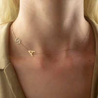 lateefah personality sideways initial necklace gold sideways letter necklace collier lettre stainless steel jewelry