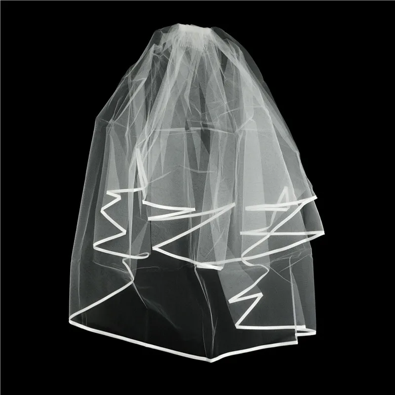 Элегантная красивая двухслойная фатиновая Фата для невесты с длинными