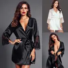 Хит продаж, сексуальная женская однотонная кружевная пижама в стиле пэчворк, женская ночная сорочка с V-образным вырезом, кимоно на четверть, халат, новая стильная женская рубашка