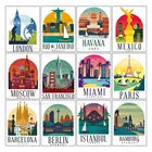 Мозаика для путешествий, картина с изображением знаменитого города, пейзажа Парижа, Лондона, алмазная вышивка, вышивка крестиком, домашний декор