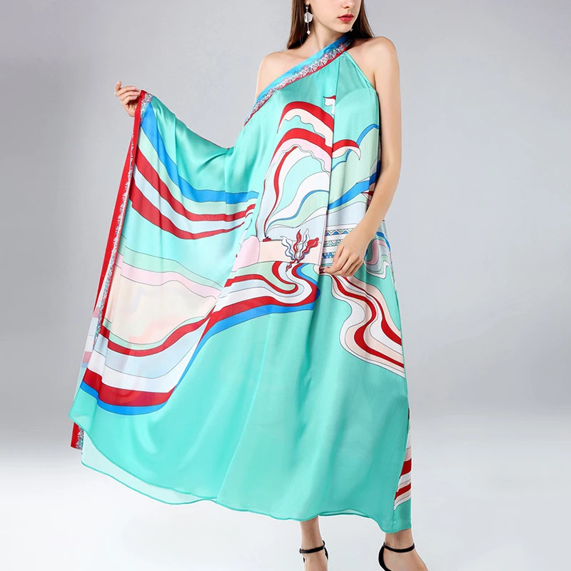 Женское платье CHICEVER летнее с ассиметричным воротником рукавом летучая мышь