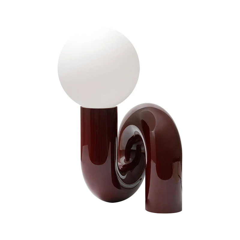 

New Resin Red Blue Led Table Lamp Glass Ball Bedroom Bedside Desk Light Children Room Designer Model Room House Decor