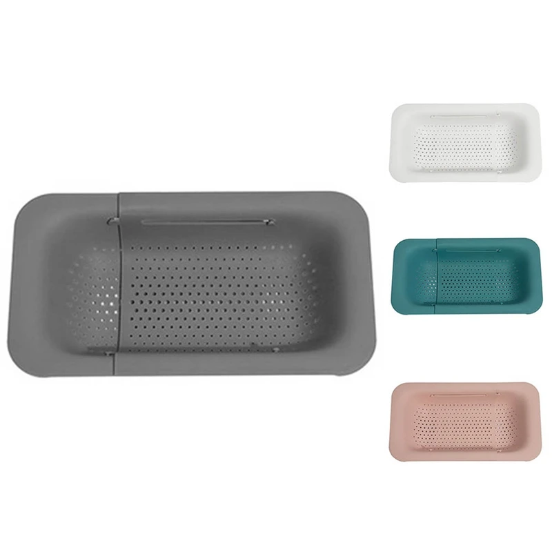 

Expandable Colander Strainer Basket With Non-Slip Strips For Plastic Folding Colander On The Kitchen Sink