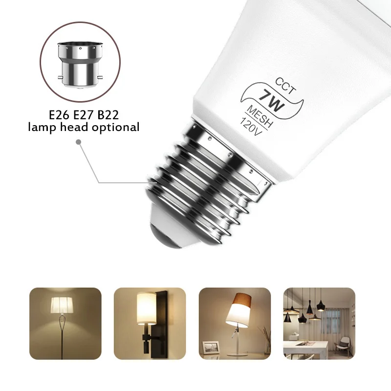 

Bluetooth 7W RGBW LED Bulb BT Mesh Smart Light IOS/Android APP Control Color + Smart Bridge DIY Timer Smart Home Assistant