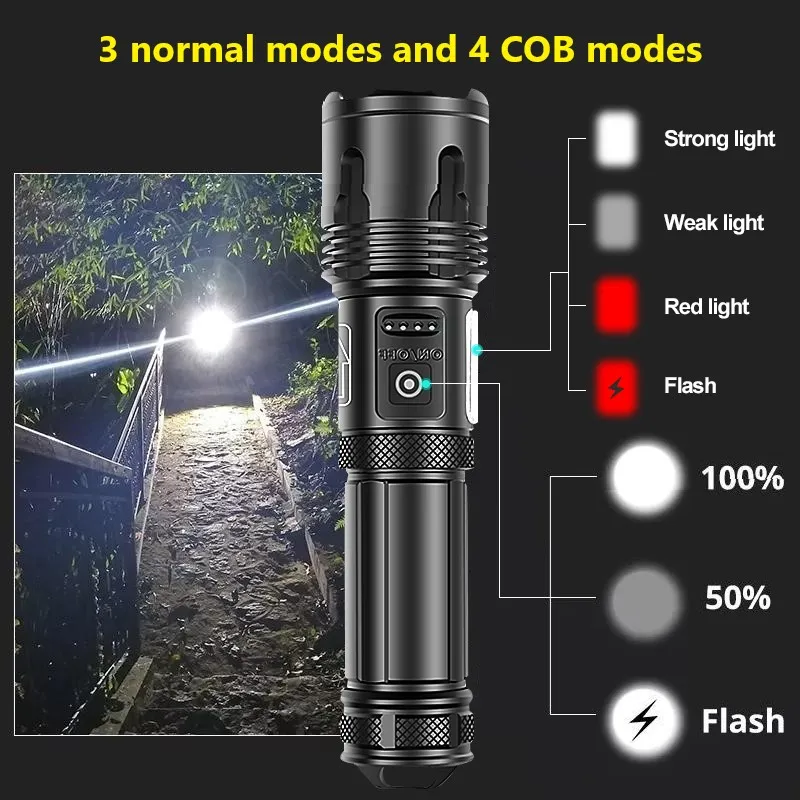 xhp160 new led flashlight 700000 lumen led torch most powerful cob rechargeable tactical flashlights 18650 xhp90 usb flash light free global shipping