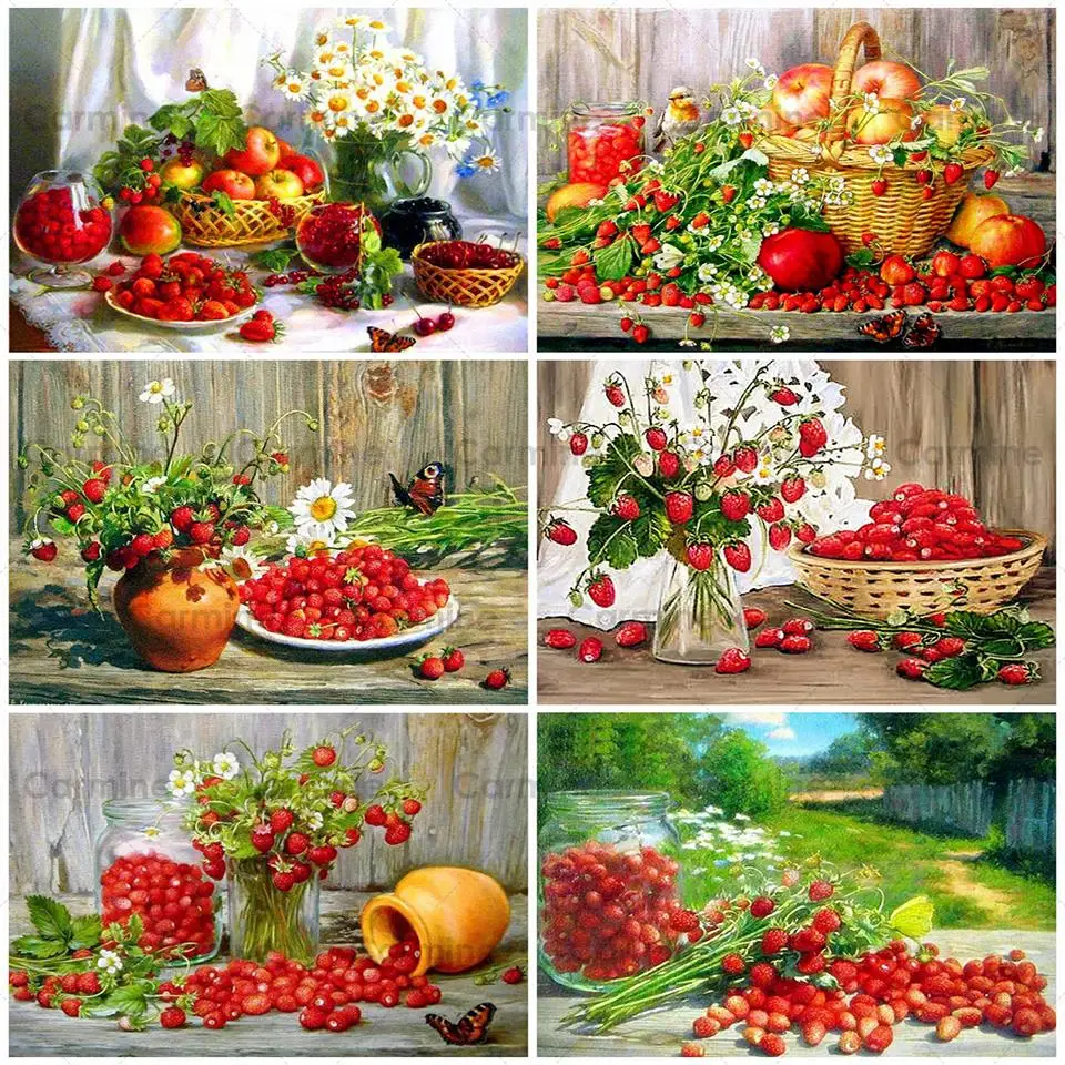 

Фруктовый красный домашний подарок, декоративное ремесло «сделай сам», алмазные картины, цветы, мозаичный узор для кухни, комнаты, украшени...