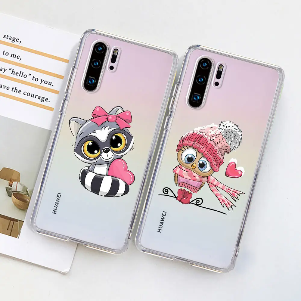 Чехол для телефона Huawei P40 Lite чехол P20 P30 Pro P10 Honor 8X 10 20i Mate 20 мультяшная сова единорог
