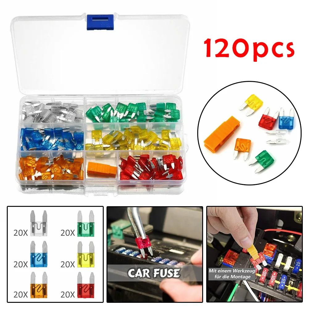 

120 PCS Fuse Clip 5-30A Auto Motorcycle Flat Assortment Set High Quality