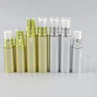 12 x 5ml 10ml gold silver travel refillable airless bottles white pump clear cap 16oz 13oz airlless lotion pump containers