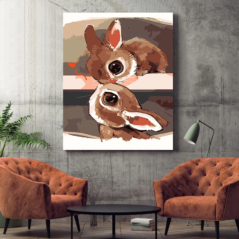 Милый маленький зверь кролик Пингвин сова картина по номерам картины маслом