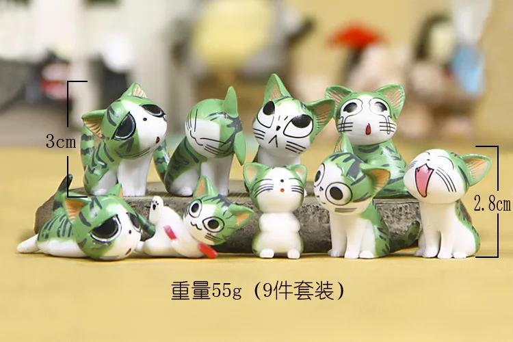 Kawaii 9 шт. маленькая фигурка кошки 3 см Микро пейзаж Маленький милый котенок