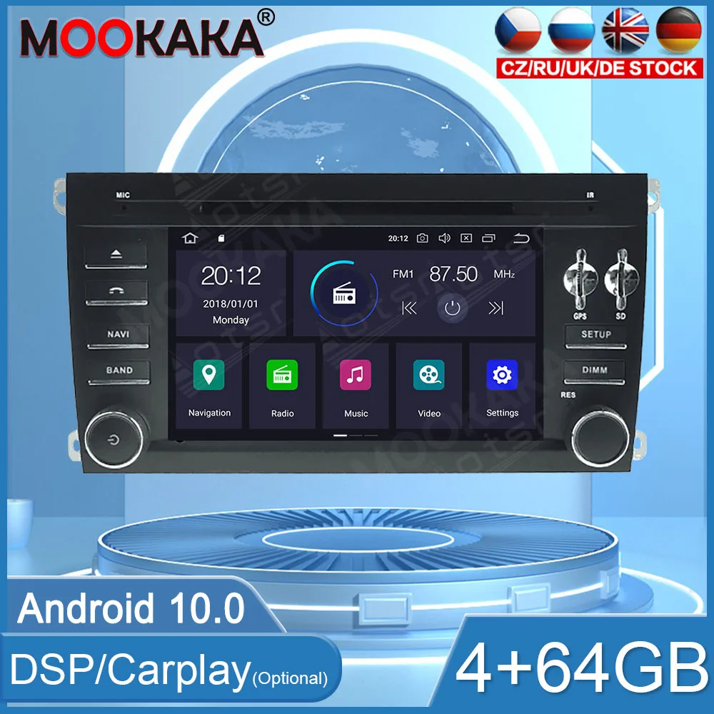 

Автомобильное радио 4 + 64 ГБ Android 10 для Porsche Cayenne 2003-2010 Carplay плеер GPS мультимедиа навигация головное устройство Автомобильное стерео WIFI DSP