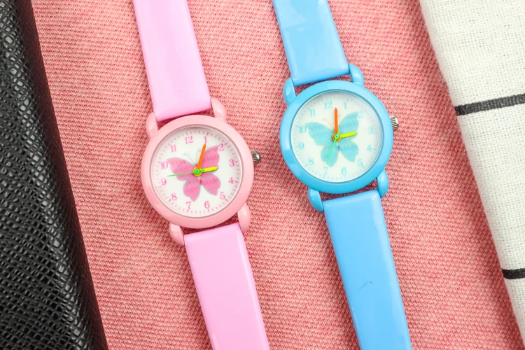 

3D Cartoon butterfly Children's Watches Girls Student Printing Wristwatch Cute Colourful Electronic Kids Watch Gift Quartz Clock