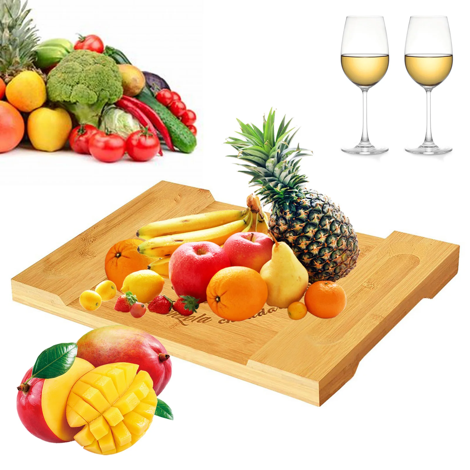 

Chopping Board Bamboo Cheese Board Set Meat Charcuterie Platter Serving Tray For Make Cheeses Appetizers Fruits Delicious Meats