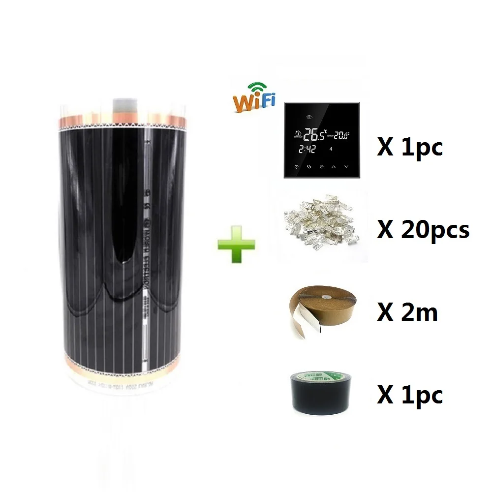 HY03WE-4 Wifi Sets MINCO тепла 10m2 инфракрасная нагревательная пленка 220 w/m2 в Корейском стиле теплая подстилка для система напольного отопления - Цвет: HY03WE-4 Wifi Sets