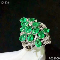kjjeaxcmy fine jewelry 925 sterling silver inlaid natural emerald ring new female gemstone ring noble support test