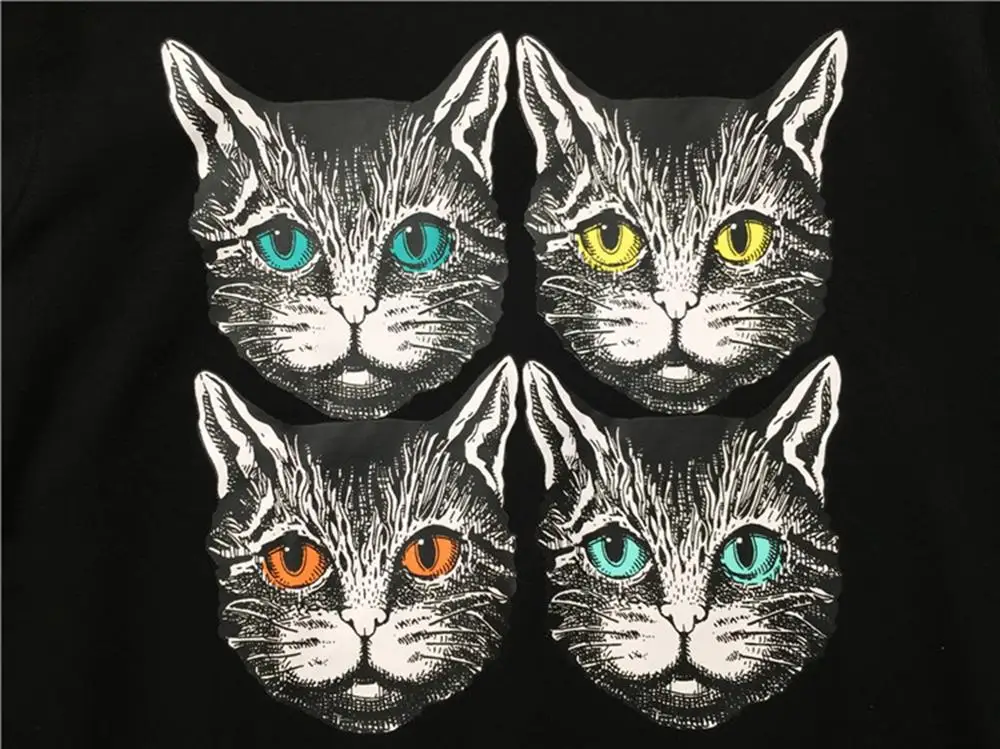 

Men's 100% Cotton Pullover 4 cat head prints Hooded Men Casual Long-sleeved Sweaterwear DD|41935D517