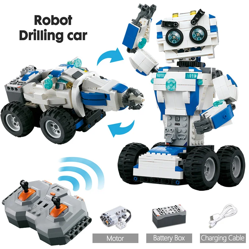 

606PCS RC Robot 2 in 1 Mode Transform Building Blocks Compatible Creative Bricks Remote Control Robots High Tech Toys For Kids