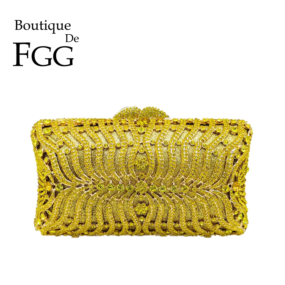Женская вечерняя сумка минодьер Boutique De FGG желтая металлическая Сумка клатч с