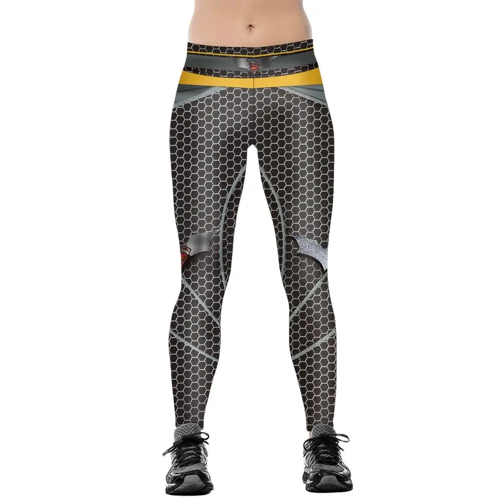 3 вида принтов Высокая Талия картина маслом Фитнес спортивные брюки серые