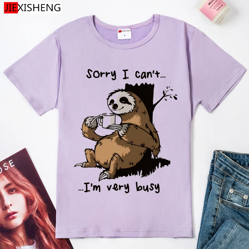 С героями мультфильмов с принтом &quotЛенивец&quot для женщин футболка 2020 размера