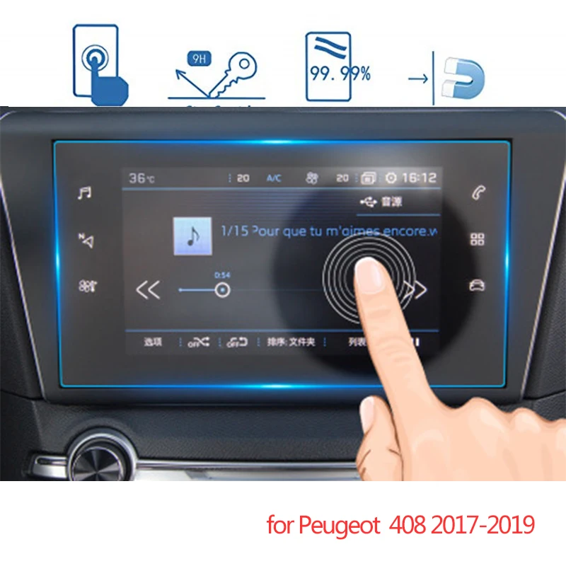 

Защитная пленка из закаленного стекла для автомобильной GPS-навигации, 1 шт., для Peugeot 408 2017-2019
